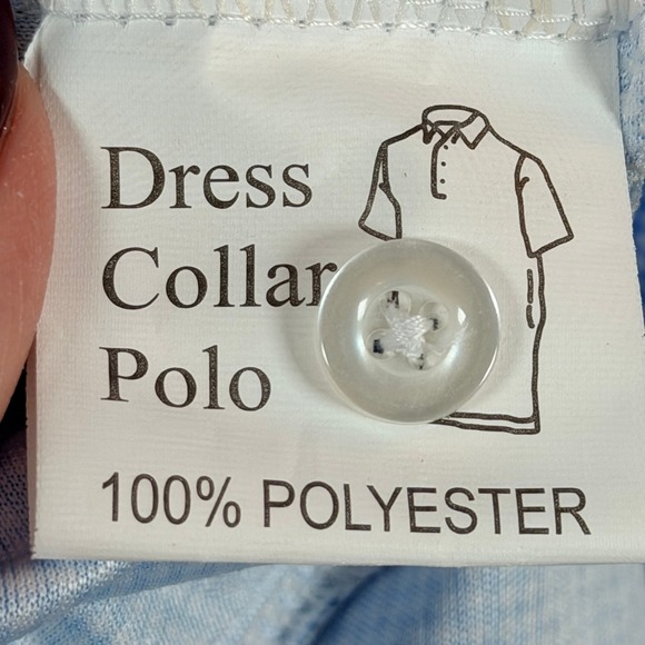 Collars & Co Semi-Spread Collar Polo Men's 3XL Blue Houndstooth Stretch Wicking - Picture 8 of 10
